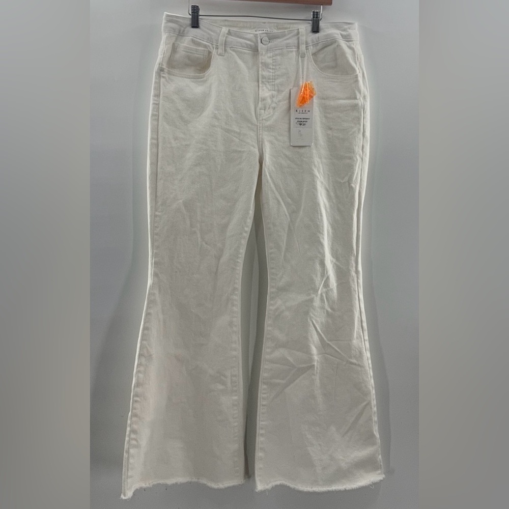 NWT Risen Los Angeles Flare Jeans Raw Hem High Waist Boho Stretch Jeans Size 1X - Picture 2 of 12